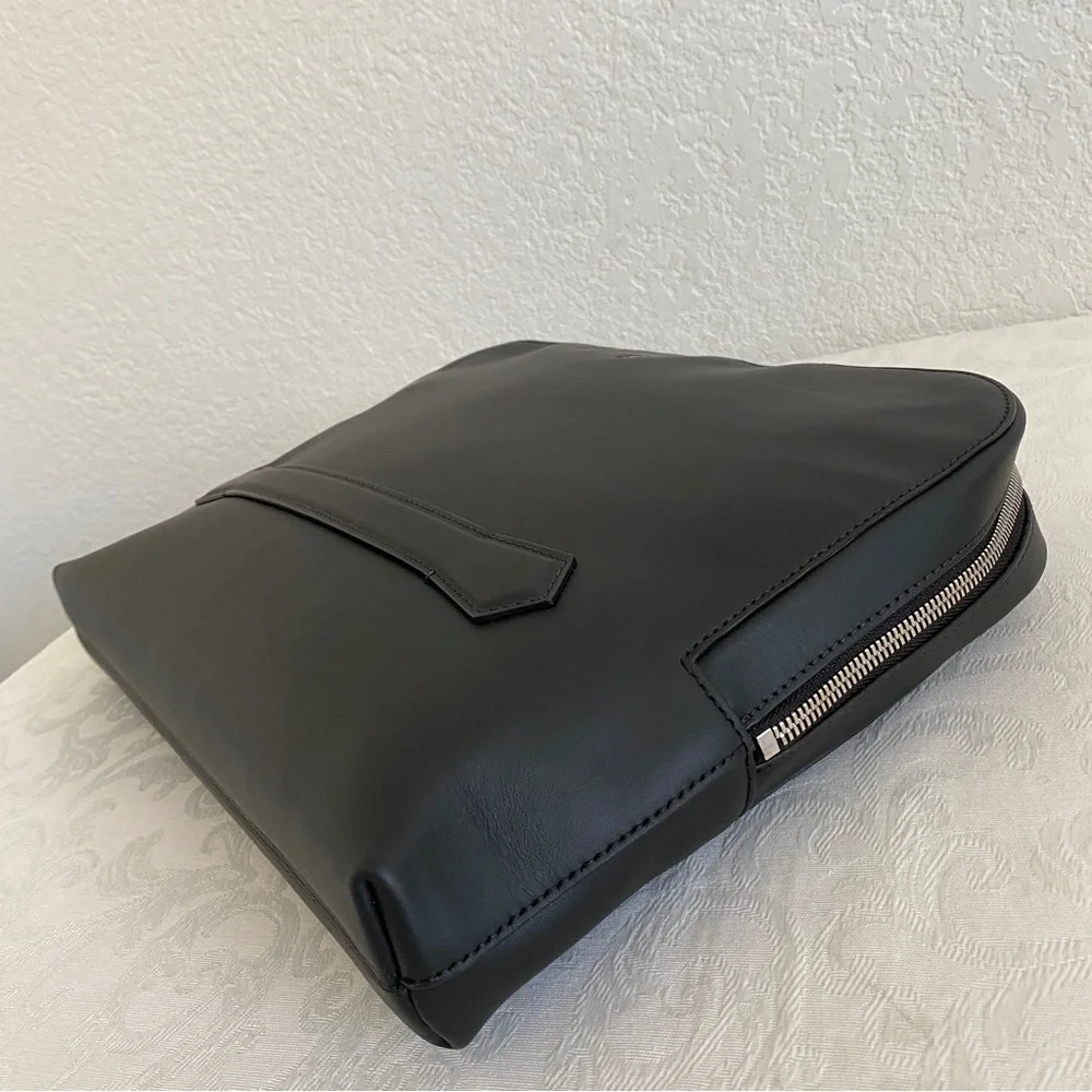 Serapian black Leather Document laptop Case